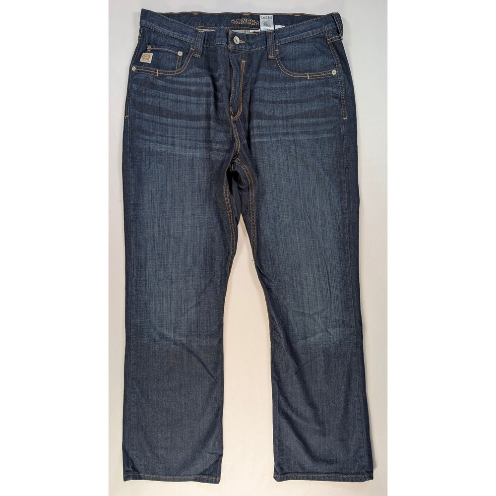 Cinch Mens Dark Wash Relaxed Straight Leg Western Denim Jeans Blue